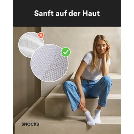 Snocks Women's and Men's Trainer Socks (6 x Pairs) - 6x White, size: 39-42