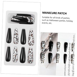 FOMIYES Pcs Black Coffin Armor Nails Long Fake Nails Women's Unique Design Party Accessory