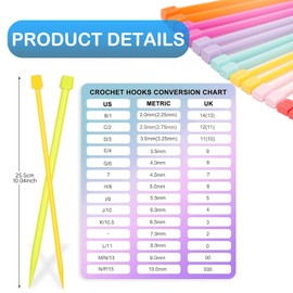 14Pcs Short Knitting Needle Set 25cm/9.8in - Kids Knitting Starter Kit, Plastic Single Pointed Knitting Needles for Beginners, Yarn Knitting Craft Supplies