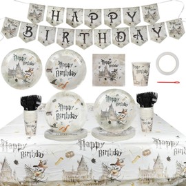 152PCS Magical Wizard Birthday Party Supplies Serves 30,Magical Wizard Party Paper Plates and Napkins Kit for Boys And Girls Happy Birthday Baby Shower Party Decorations