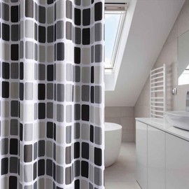 Holdfiturn Shower Curtain Household Shower Curtain, Mosaic Thick Waterproof Mildew-proof Bathroom Curtain, 200 * 220cm Polyester Fabric Bathroom Curtain With Hook Super Wide Long Shower Curtain