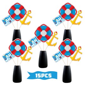 Ahoy Centerpiece Sticks, Under the Sea Themed Table Topper - Nautical Baby Shower Party Decorations - Sailing Home Decorations -15PCS