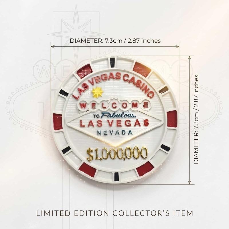3D Resin Las Vegas Poker Chip Fridge Magnet 2.87in Decor