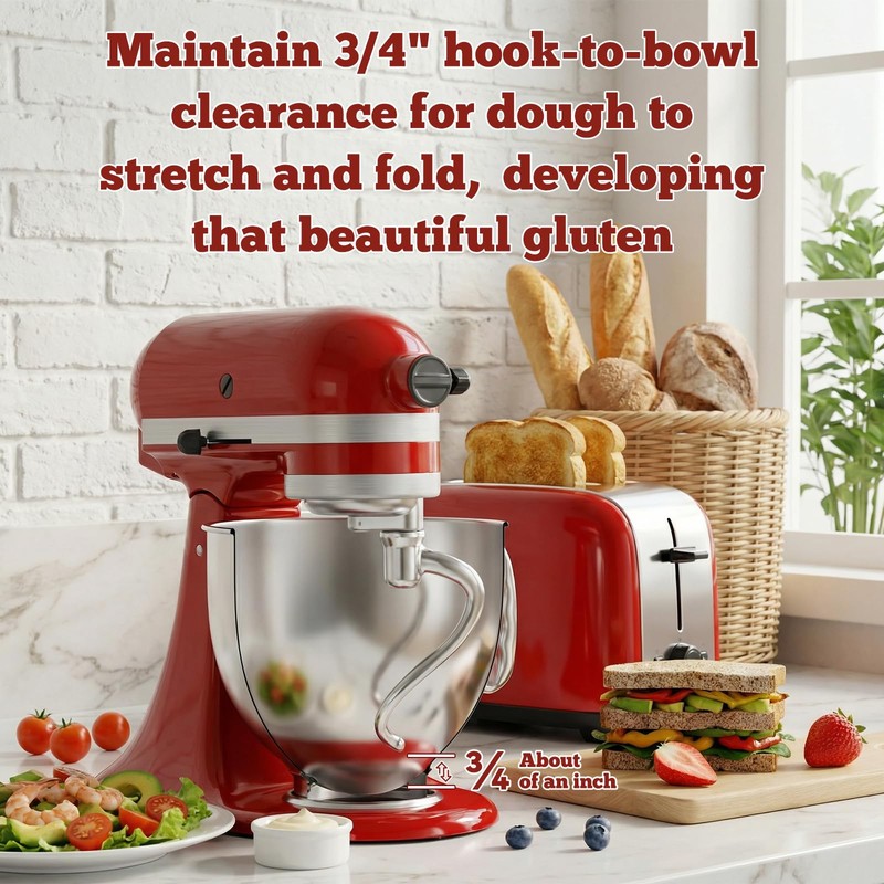 Stainless Steel Spiral Dough Hook Replacement Compatible with KitchenAid 4.5-5