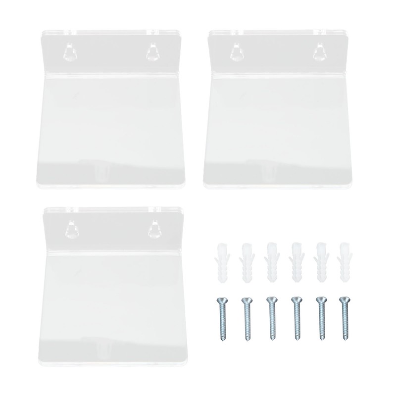 3PCS Clear Acrylic Display Rack Wall Mounted Floating Shelf for