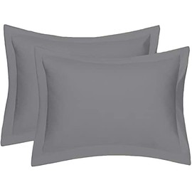 Oxford Pillow Cases 2 Pack Soft Luxury Bedroom Pillow Cover Pair (Grey)