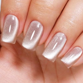 Cat Eye Gel Nail Polish, 0.5 Fl Oz Nude Magnetic Gel Nail Polish With Magnet UV LED Holographic Glitter Diamond Shimmer Sparkle DIY Manicure