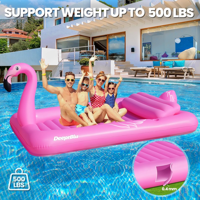 DeeprBlu Luxury Flamingo Inflatable Tanning Pool for 2 Person, 81x60