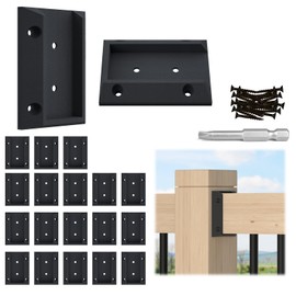 Muzata 20Pcs Deck Railing Brackets Connectors Rail Support Kit for 2x4 (1.5"×3.5") Wood Post Deck Rail Bracket with 124pcs Screws for Wooden Stair Fence Cable Railings Handrail WT11