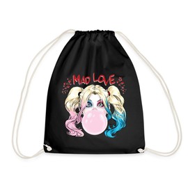 Spreadshirt Harley Quinn Mad Love Bubblegum Gym Bag, black