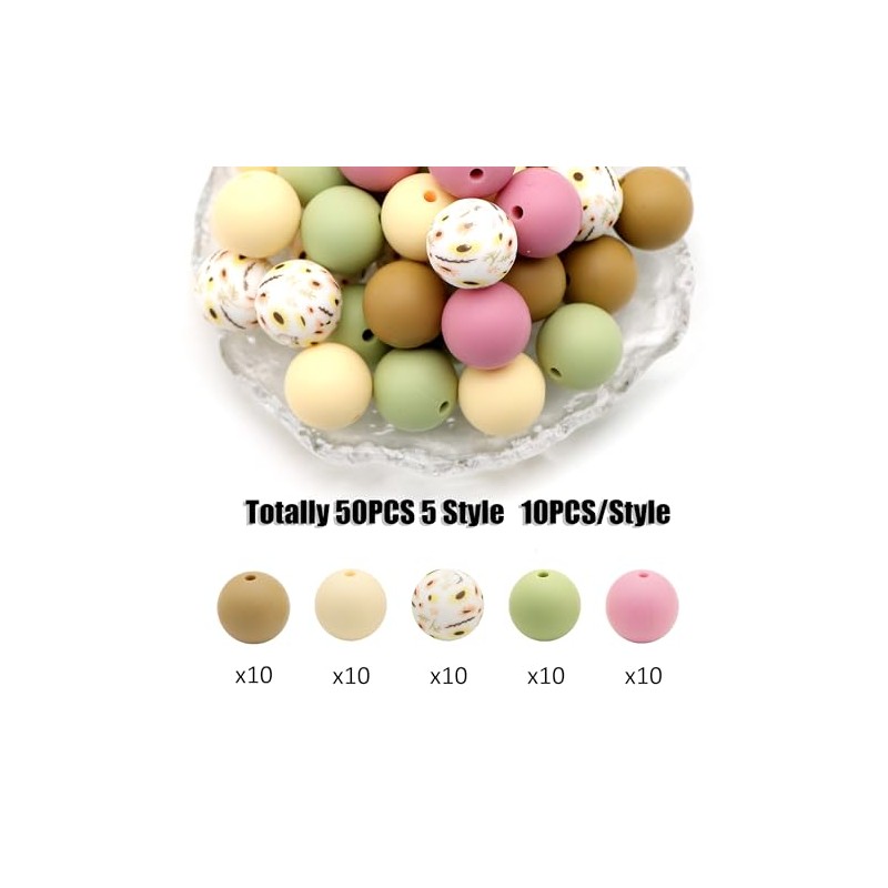 David Accessories Silicone Beads 15mm Bulk Round Beads for Keychain