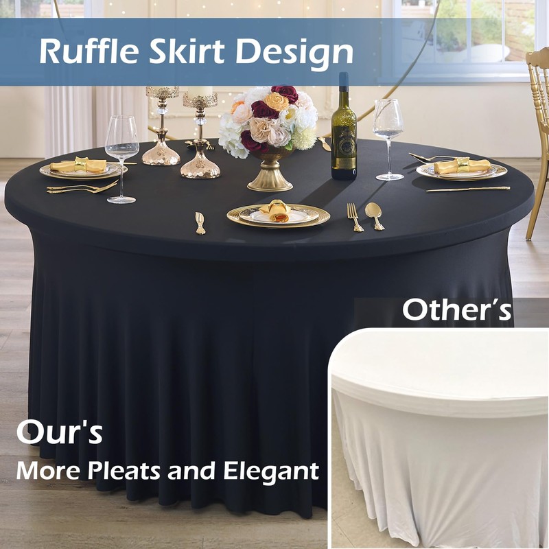 NSSONBEN 6 pk Dusty Blue Spandex Round Table Cloths for