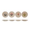 Creative Co-Op 4-Piece Stoneware Plate Set with Flower Image, Multicolor