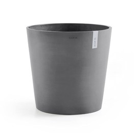 Ecopots Amsterdam Durable Indoor/Outdoor Modern Round Recycled Plastic Planter Flower Pot - Grey Finish - 19.7" D x 17.2" H