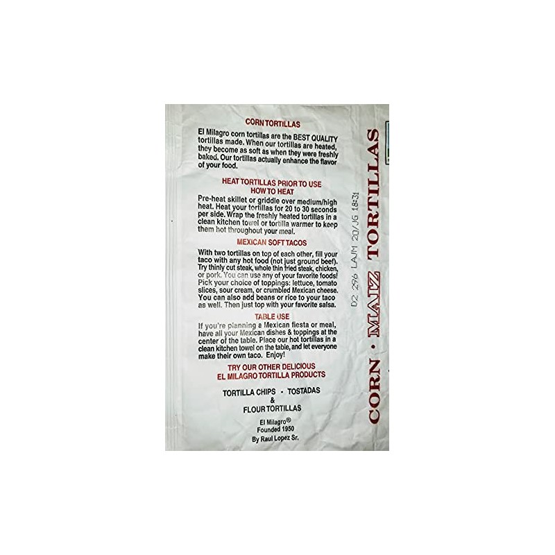 El Milagro Corn Tortillas (24 Packs) Tortillas de Maiz