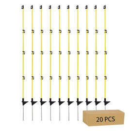 Electric Fence Posts 46 Inches, Fiberglass Step in Temporary Electric Fence Posts for Cows, Sheep, Dog, Portable Fence Stakes for Electric Fencing-20 PCS