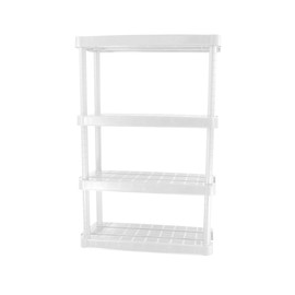 Gracious Living 54.5 Inch 4 Shelf Heavy Duty Light Weight Garage or Indoor Storage Unit Holds up to 100 Pounds with Easy Assembly (1 Pack), White