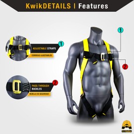 KwikSafety TORNADO 1D Full Body Safety Harness [2 PACK] Fall Protection Fall Arrest OSHA ANSI Industrial Roofing Personal Protection Equipment Construction Scaffolding Contractor