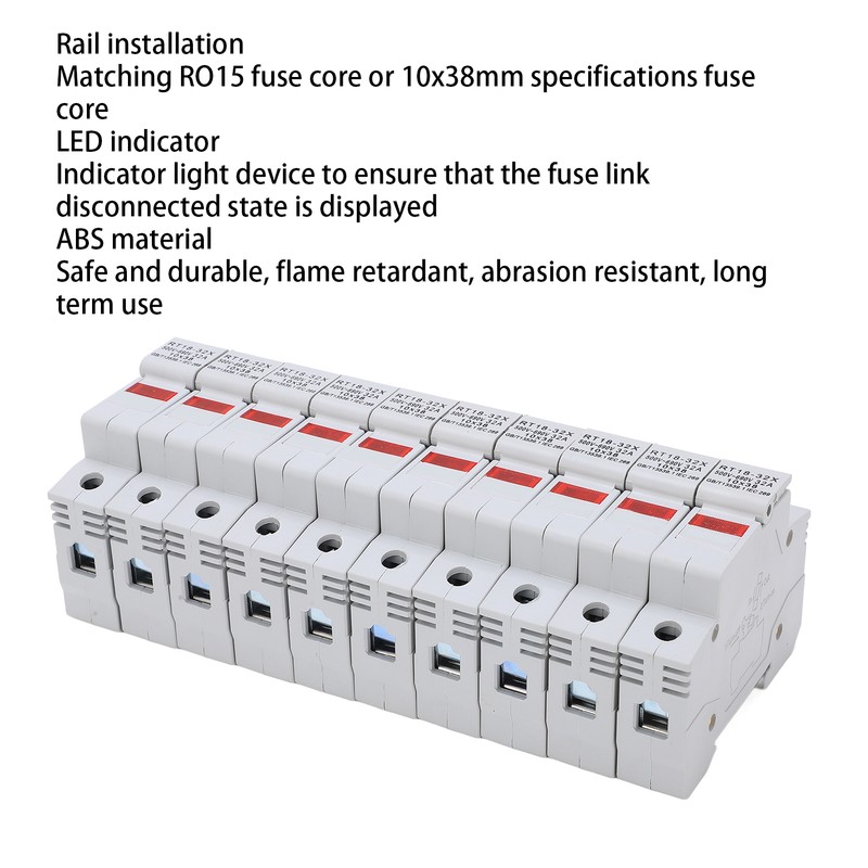RT18‑32X Miniature Rail Mounted Fuse Holder Base with LED Indicator