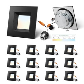Anyhome 4 Inch Square LED Retrofit Recessed Lights, 5CCT Dimmable, 12 Pack