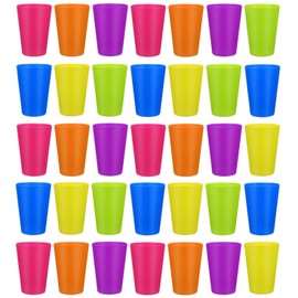 KAHEIGN 36Pcs Reusable Plastic Cups, 250ml Children’s Kids Durable Plastic Drinking Cups Tumblers Set for Kitchen Outdoor Parties Picnics BBQ’s Travels (6 Bright Colors)
