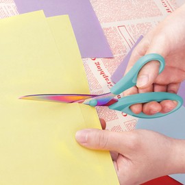 Scissors, Sharp Titanium Blades, Soft Grip Handle, Multi-Purpose Scissors Set of 3 Suitable for Families, Office, and School Use, Blue