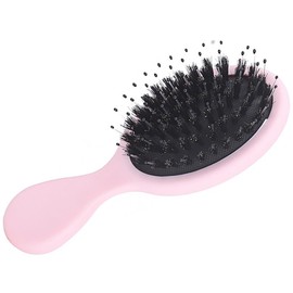 Boar Bristle Mini Hair Brush Travel Detangling Paddle Brush for Curly Fine Straight Wet Dry Hair, Anti-frizz Detangler Brush Boar Nylon Mixed Bristle Brush for Women Men, Less Hair Breakage