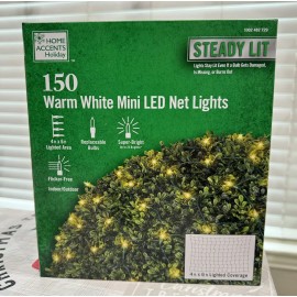 Home Accents 150 Mini Warm White Continuous On LED Net Lights Super Bright