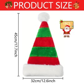 Qunkun Christmas Hat, Plush Santa Hat, Warm Fur Edge, Adult Santa Hat, Plush Santa Hat Christmas with Double Velvet, for Christmas Parties, for Men, Children (Red)