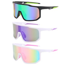 Pack of 3 Sports Sunglasses for Men Women Cycling Glasses Men with UV400 Protection Sunglasses Sports Glasses Running Glasses Women Quick Glasses for Outdoor Use, multicoloured, Unit size