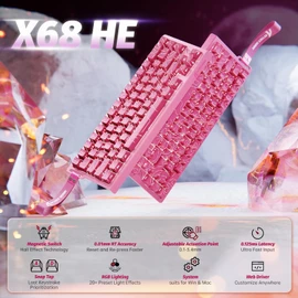 ATTACK SHARK X68 HE 8KHZ Rapid Trigger Keyboard Magnetic Switch,0.01 mm RT Accuracy,Wired RGB 60% Gaming Keyboard TKL with Adjustable Actuation,Snap Tap,Coiled Cable,for PC/Mac(Red)