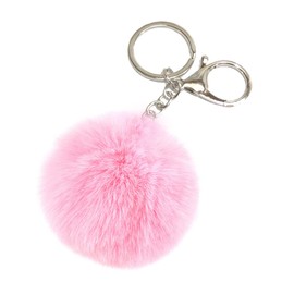 Xsclpomddy Pom Pom Keychain Artificial Fur Soft Ball Keychains Fluffy Keyring Tote Pendant Car Bag Charm,pink