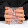 Sethexy Long Coffin Pink False Nails Handmade Rhinestone Blushing Gradient
