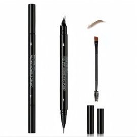 Wasserfester Augenbrauenstift für spärliche Augenbrauen, 2-in-1 Augenbrauenstift mit gebogener und präziser Spitze, wischfest, anfängerfreundlich, lang anhaltend (Hellbraun)