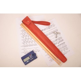 Genuine leather drumstick pouch with a button stud closure, gift for drummer, leather drum stick holder for musician (Pouch, Red)