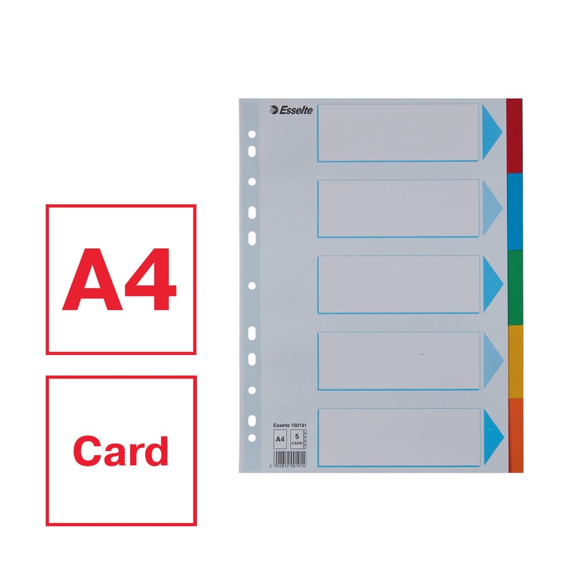 Esselte Esselte Register für A4, 20er Pack, 5 Trennblätter mit