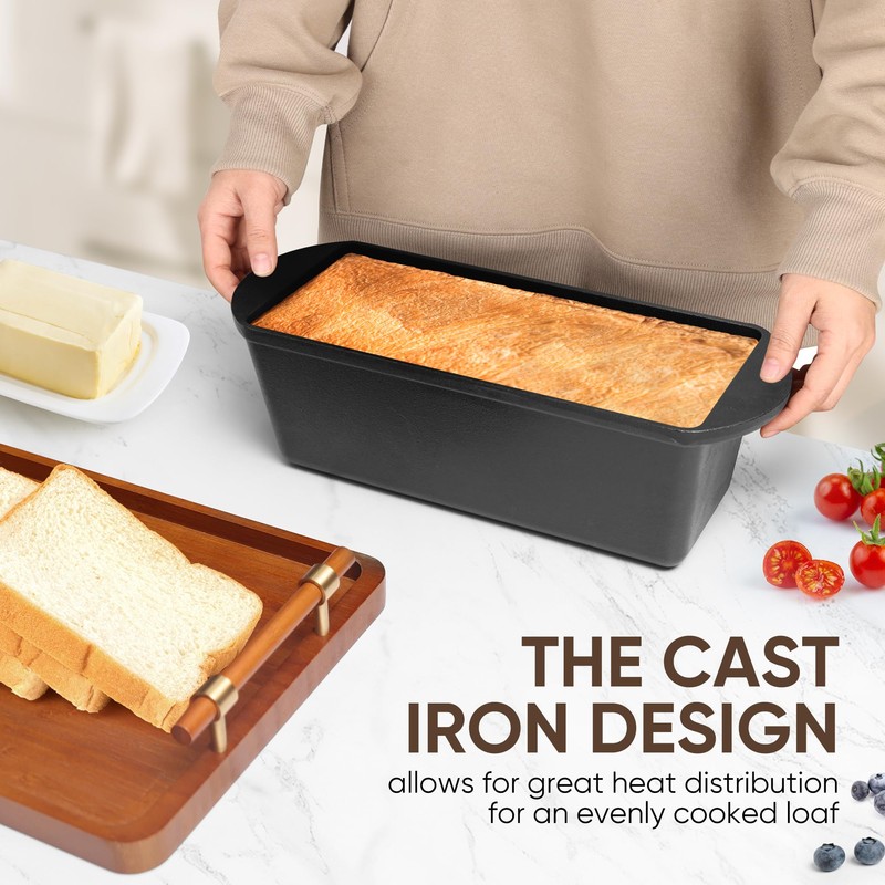 Oranbulb Cast Iron Bread Pan 13x5 Inch Loaf Pan, Cast
