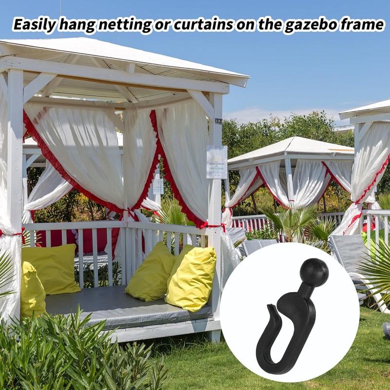 Lyreh 50pcs Plastic Hooks for Gazebo Curtains, Invisible Curtain Track
