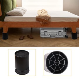 Ymeibe Bed Risers 4 Inch Heavy Duty Bed Furniture Risers with Non-Slip Pad Supports Up to 4,000 Lbs, Round for Sofas, Couch, Desk or Chair (Set of 6 Black)