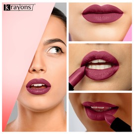 Krayons Cute Pop Moisturizing Matte Lipstick, Waterproof, Shocking Pink, Brick Tone, Orange Tango, Pink Lips, 3.5gm Each (Pack of 4)