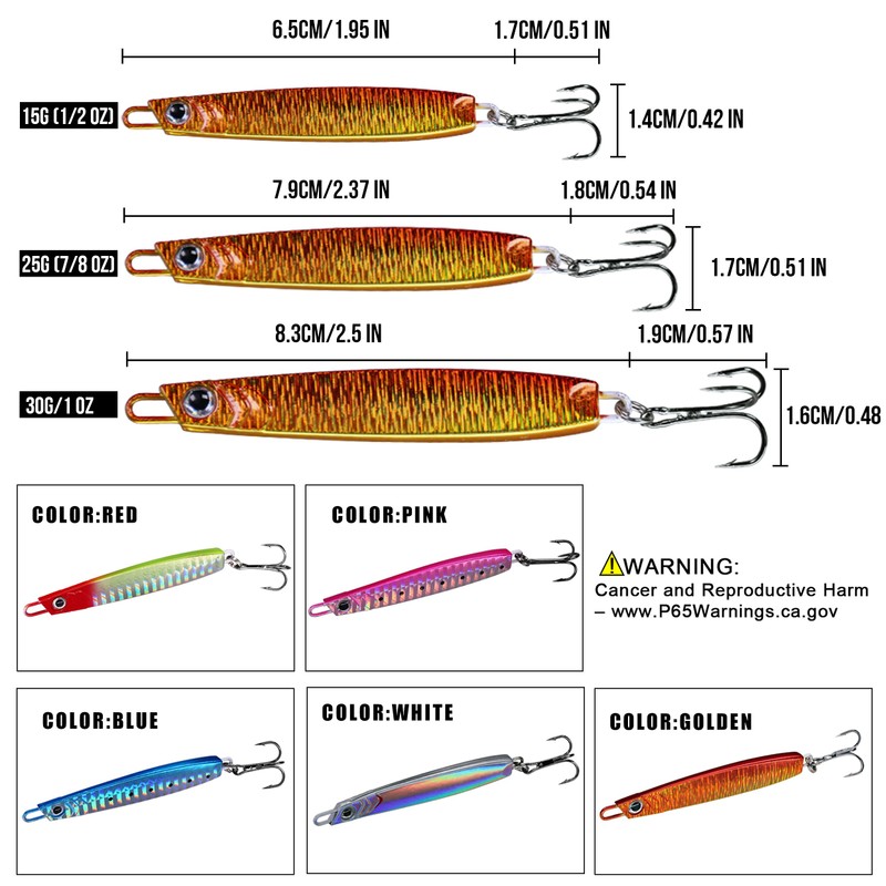 THKFISH Pirk 5 Pieces Bait Vertical Metal Fish Metal Pirk