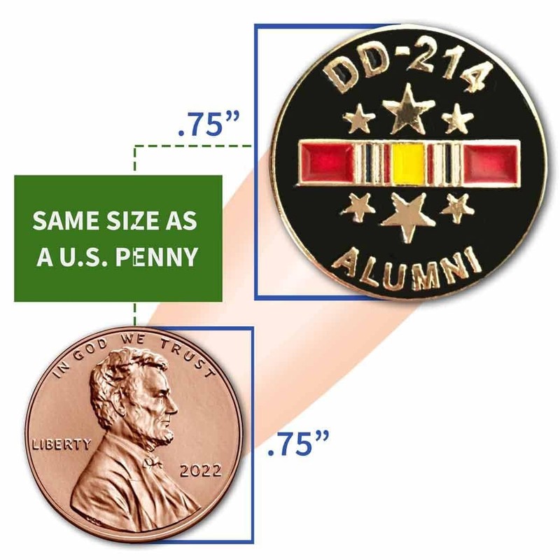 DD214 Lapel Pin with National Service Ribbon and Stars Hat