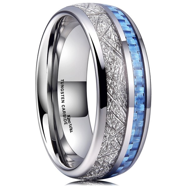 King Will METEOR 8mm Silver Meteorite Tungsten Carbide Wedding Ring