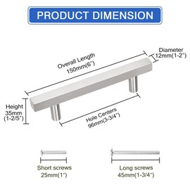 NIZADO 15 Pack Kitchen Cabinet Handles,3 3/4 Inch Hole Centers Stainless Steel Drawer Pulls,Brushed Nickel Cabinet Pulls, Square T Bar Dresser Handles,6 Inch Overall Length