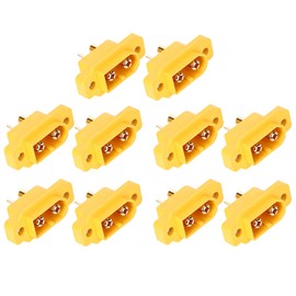 10Pcs Male Plug Connector XT60E1-M Mountable Brass Gold Plated Heat Resistant Nylon Shell Wire Connector
