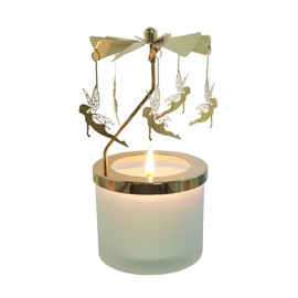 kingnero Lavender Scented Candle Carousel Rotary Candle Holder Spinning Tea Light Holder Birthday Gifts for Women, Mom, Wife, Girlfriend, Sister, Female Friends, (Golden Fairy)