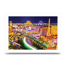 Lithobee - Las Vegas Boulevard At Night - Printed Wall Art Design in Sizes A2, A3 & A4 Framed in a Stylish Quality Coloured Frame or Unframed (A3 Unframed)