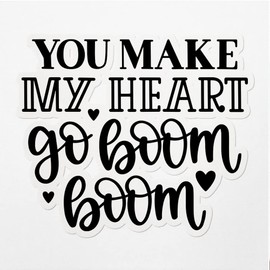 Decal Stickers of You Make My Heart Go Boom Boom Premium Indoor (No Waterproof) Vinyl Decal Stickers for Laptop Phone Accessory Helmet Car Window Mug Tuber Cup Door Wall Decoration ANDVER3c6603bBL