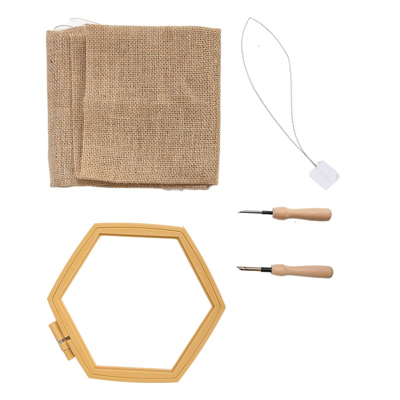 Punch Needle Kit Hex Hoop Glossy Frame Easy Operation Safe