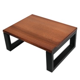 CONSDAN Step Stool with Metal Frame, Solid Hardwood Step Stool for Toddler/Kids/Adult, Portable for Bedroom Bathroom - Chocolate
